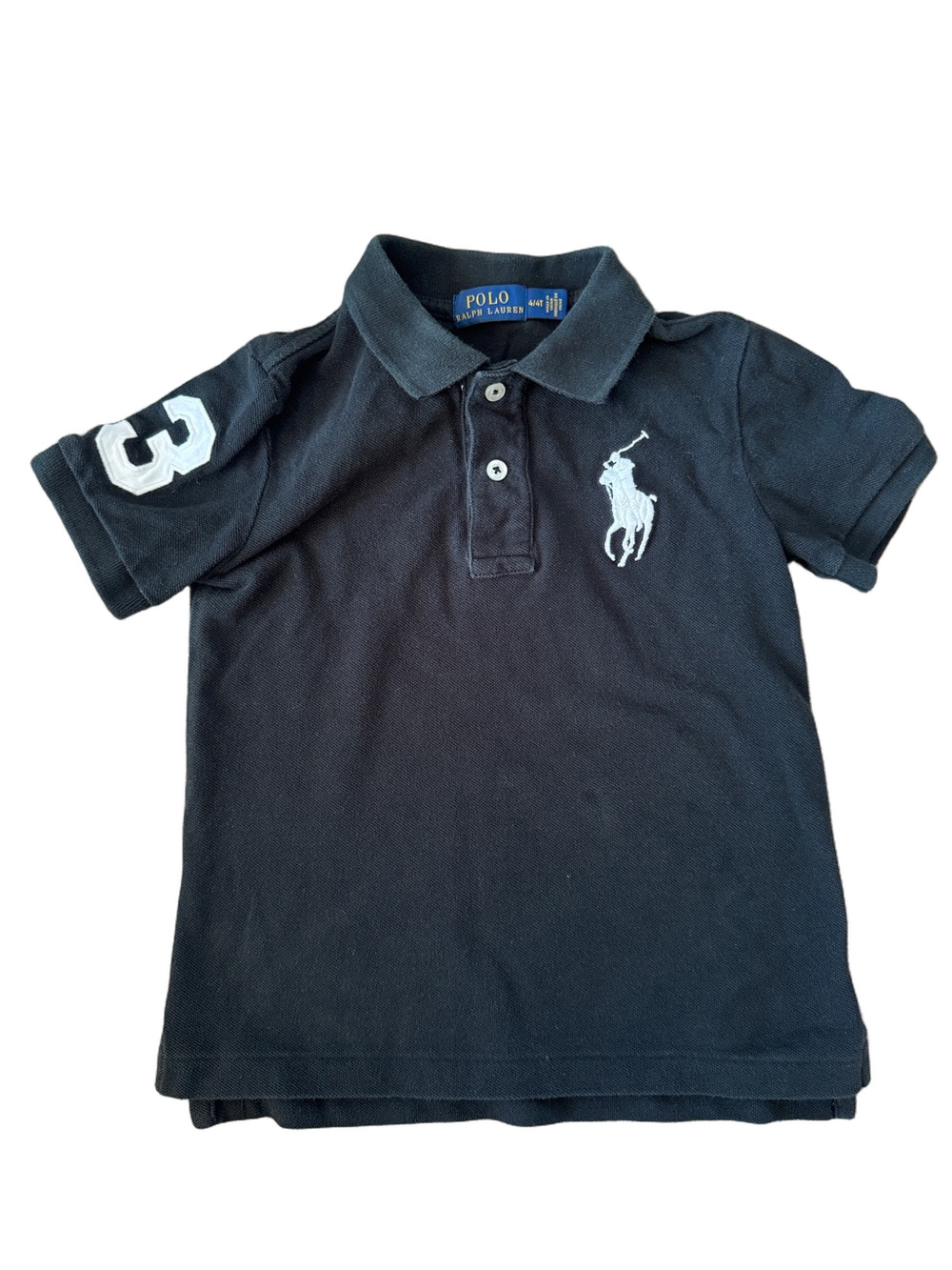 Polo by Ralph Lauren Black Polo with White Pony & Sleeve Number